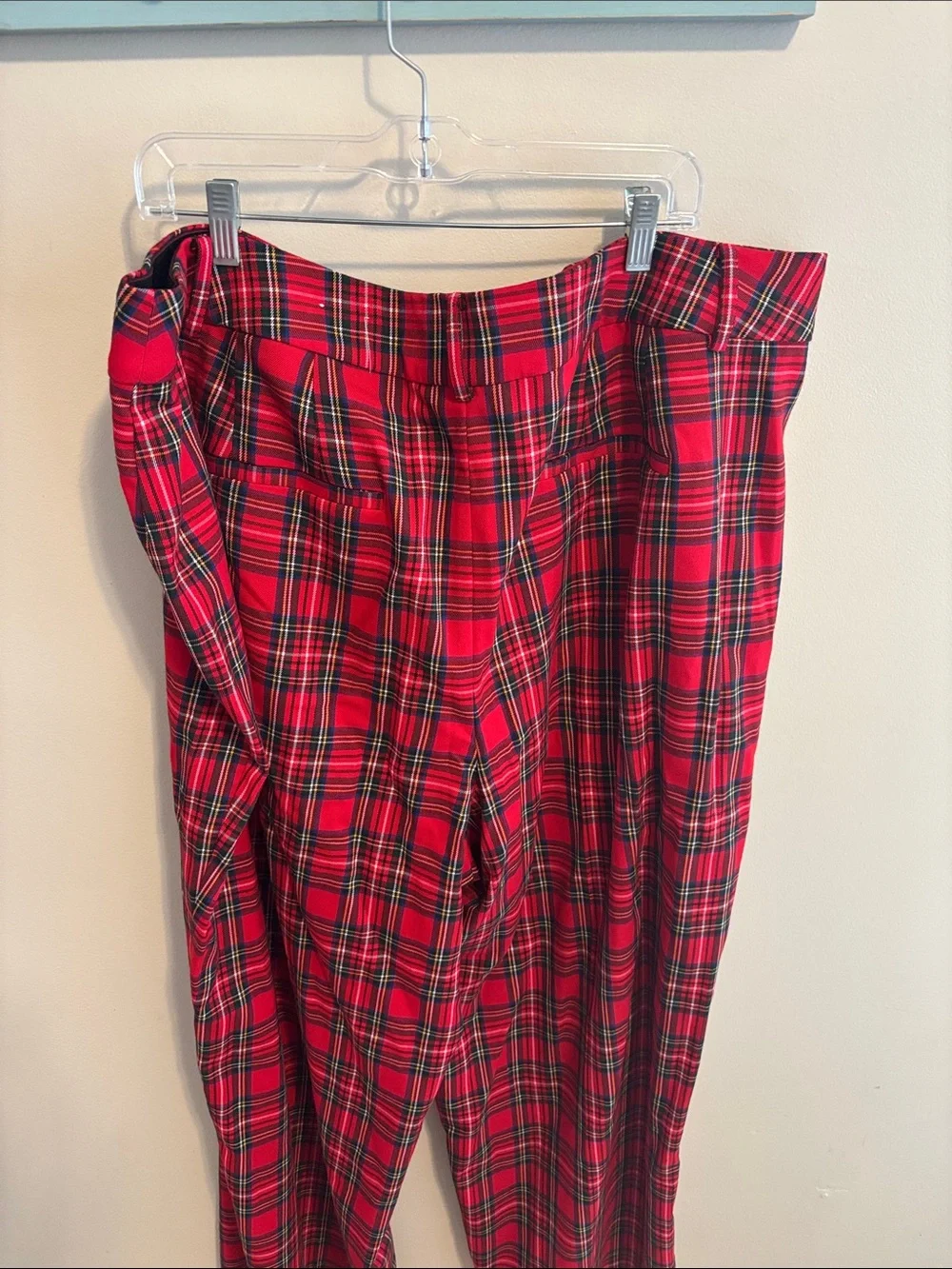 Lane Bryant Pants 24 Red Plaid Holiday Tartan Wide Leg High Rise Dress Trouser